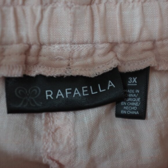 Rafaella Blush Pink 100% Linen Drawstring Palazzo Pants Size 3XL - Picture 2 of 9